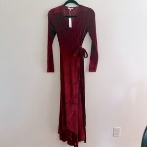 NWT Baltic Born Katelyn Velvet Maxi Wrap Dress Terracotta Size XS